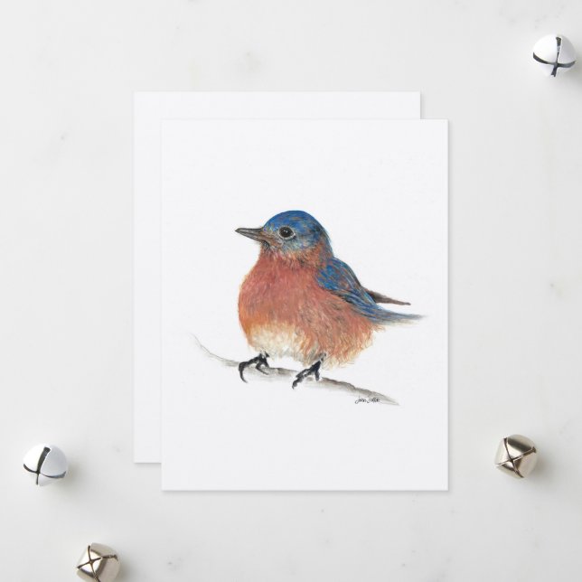 Helgdag Blue Bird Julkort (Fram/Back In Situ)