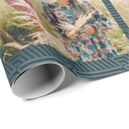 Helgdag Blue Geometric Print Photo jul Presentpapper