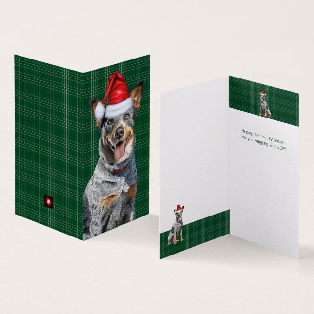 Helgdag Blue Heeler-Hund Grönt Play-jul Kort (In- och utsida)
