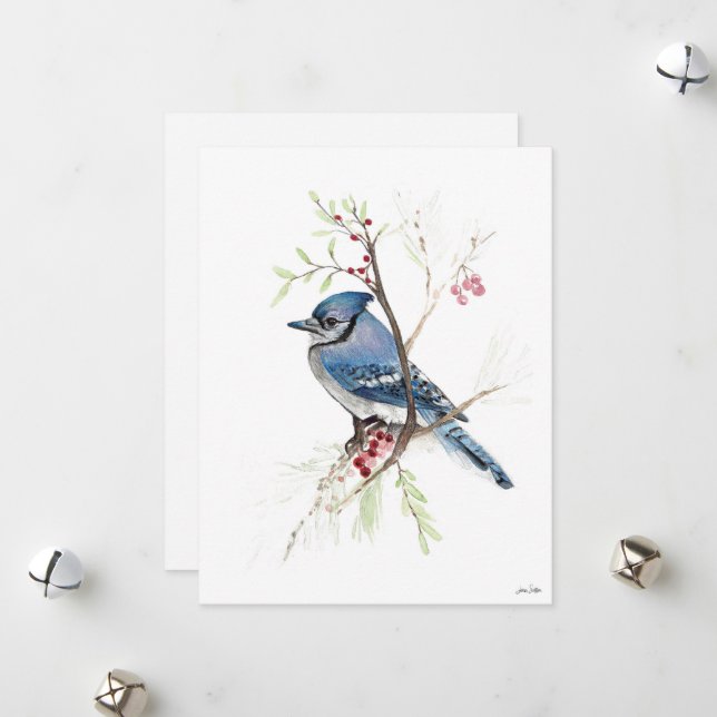 Helgdag Blue Jay Art Julkort (Fram/Back In Situ)