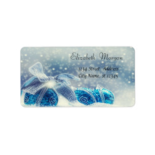 Helgdag Blue jul Bollar Adressetikett