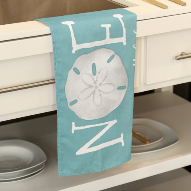Helgdag Blue Noel Cute Beach Sand Dollar Kökshandduk (Noel holiday beach sand dollar kitchen towel)
