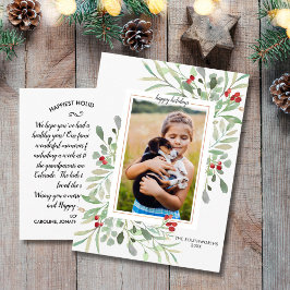 Helgdag Botanicals Red Berries Family Photo Anpass Vykort
