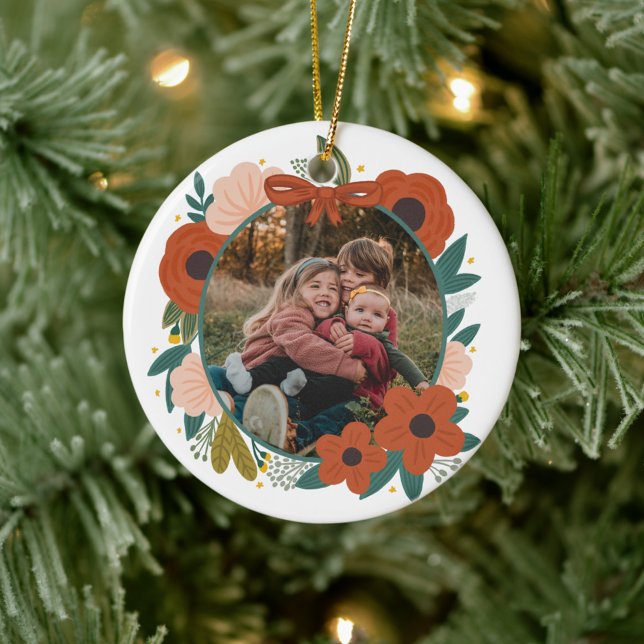 Helgdag Botaniska rödblommor, andejul Julgransprydnad Keramik (Skapare uppladdad)