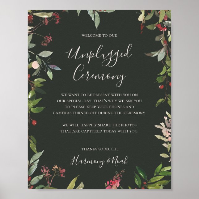 Helgdag botaniskt Grönt Ceremony Poster ej anslute (Framsidan)