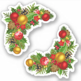 Helgdag Bough, färgad jul Klistermärken