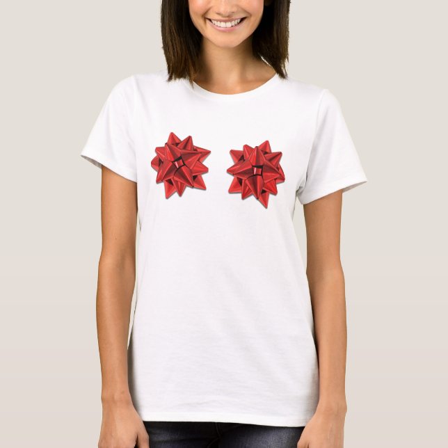 Helgdag Bow Bra (röd) T Shirt (Framsida)