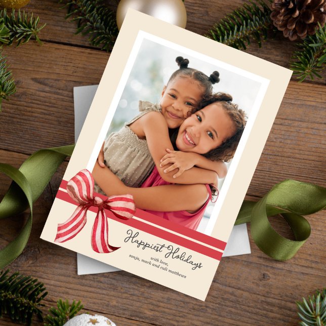 Helgdag Bow-fotokort Julkort (Skapare uppladdad)