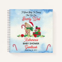 Helgdag Boy Bear Barly Wait Baby Shower Guestbook