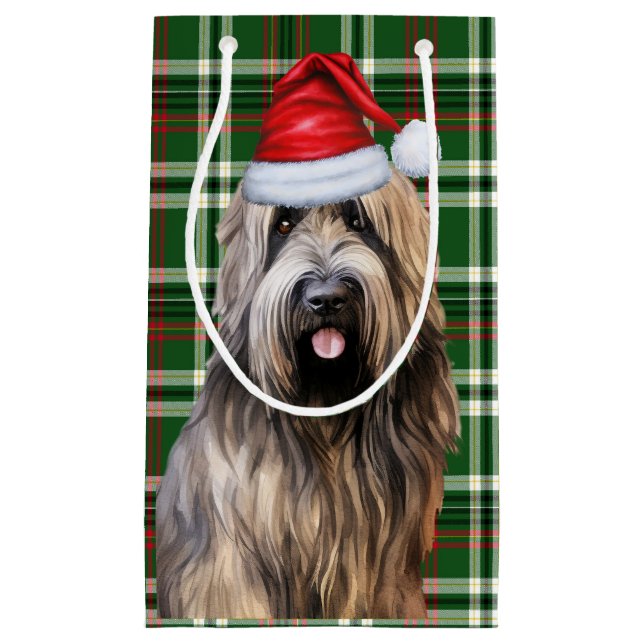 Helgdag Briard Shepherd Hund Grönt Plade jul (Framsidan)