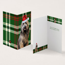 Helgdag Briard Shepherd Hund Grönt Plade jul Kort