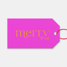 Helgdag Bright Merry Fuchsia och Orange jul Presentetikett