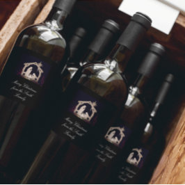 Helgdag/bröllopsgåvor God jul Vin Vinflaska Etikett