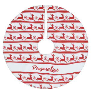 Helgdag Bru för julrenar Red White Snowflake Julgransmatta Borstad Polyester