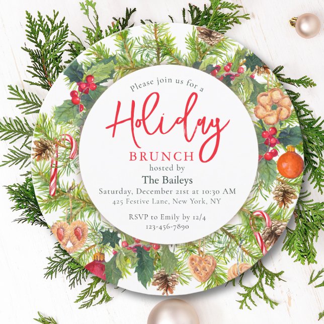 Helgdag Brunch-Chicen  Vattenfärgning Blommigt Inbjudningar (Skapare uppladdad)