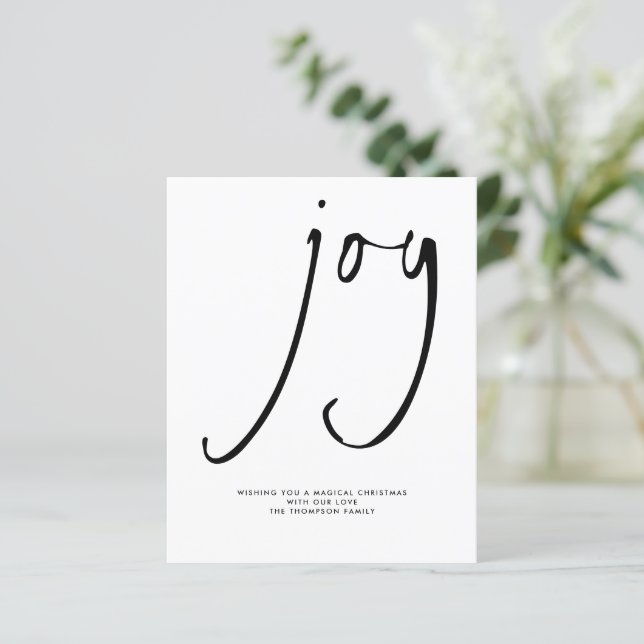 Helgdag Budget Joy Elegant Script Black White (Stående Fram)