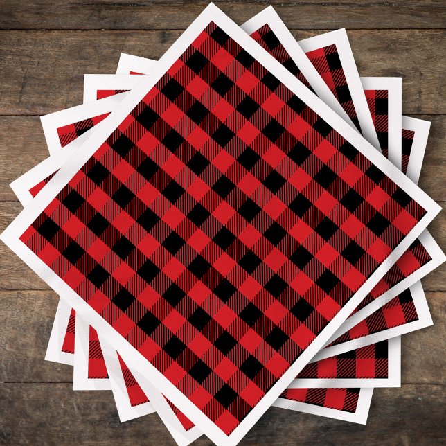Helgdag Buffalo Check Mönster vid jul Pappersservett (Simple rustic buffalo check plaid patterned paper napkin. )