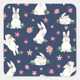 Helgdag Bunnies Fyrkantigt Klistermärke