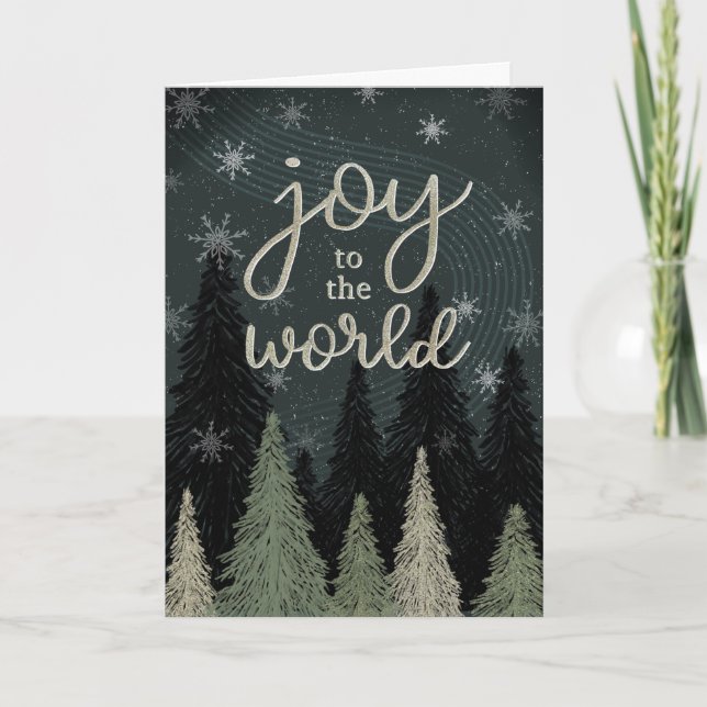 Helgdag Business Joy till World Träd Snöflingor Kort (Framsida)