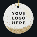 Helgdag Business Logotyp Guld Glitter Snowfall Julgransprydnad Keramik<br><div class="desc">Helgdag julaffärsverksamhet Logotyp Guld Glitter Snowfall Ceramic Ornamic</div>