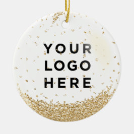 Helgdag Business Logotyp Guld Glitter Snowfall Julgransprydnad Keramik