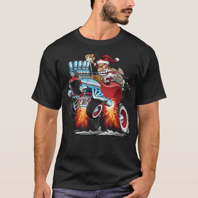 Helgdag Ca - den vackra julen i Hot rod Jultomten T Shirt (Framsida)