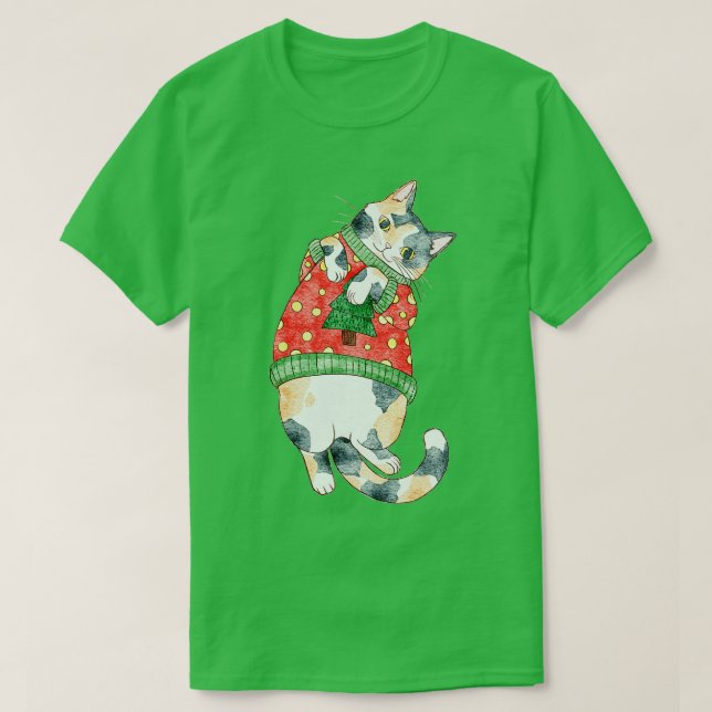 Helgdag Calico Cat T Shirt (Design framsida)