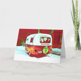 Helgdag Camper Retro Vintage Red Grönt  Kort