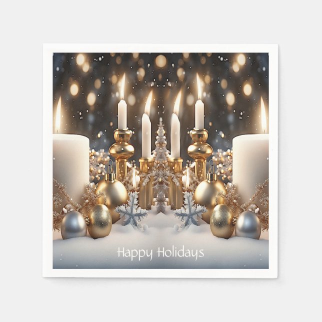 Helgdag Candles Helgdag Napkin Pappersservett (Framsidan)