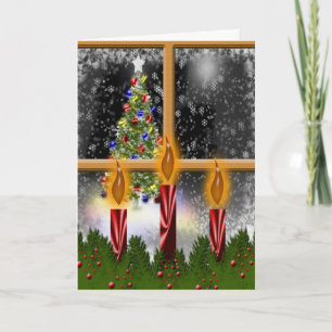 Helgdag Candles-Helgdagarna i Kväll vid jul Julaft Helgkort