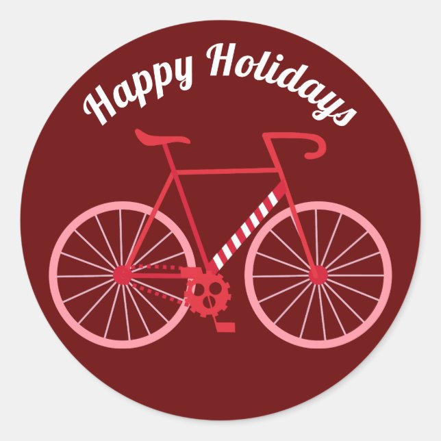 Helgdag Candy cane Bike Runt Klistermärke (Framsida)