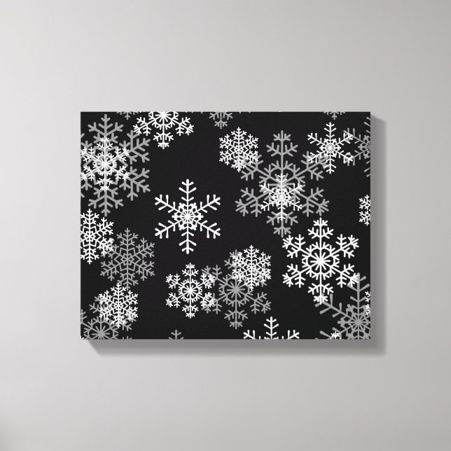 Helgdag Canvas Art-Black & White Snöflingor (Framsida)