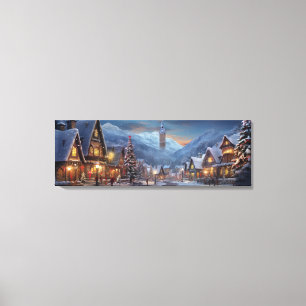 Helgdag Canvas Art-Snowy Village Scene