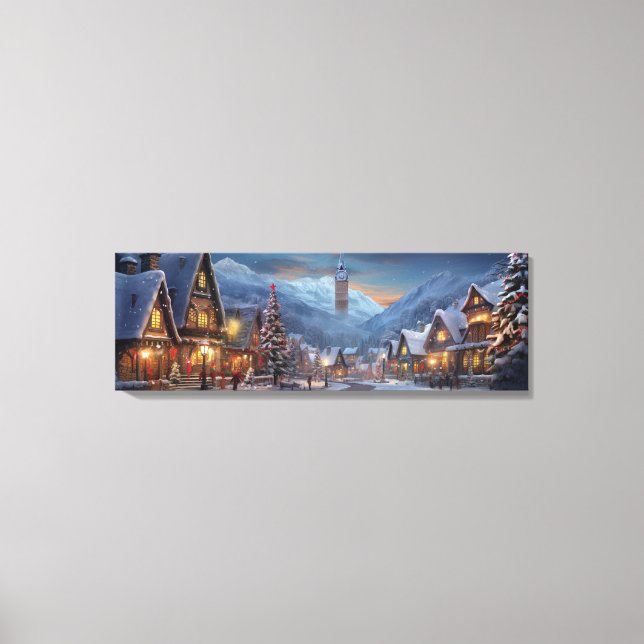 Helgdag Canvas Art-Snowy Village Scene (Framsida)
