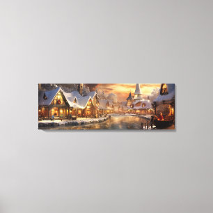 Helgdag Canvas Art-Snowy Village Scene