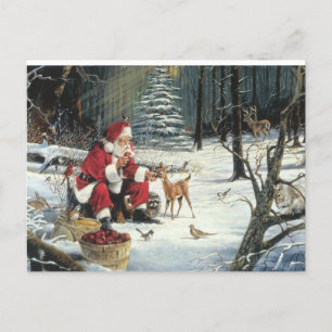 Helgdag Card för jultomten Hjort Wildlife Julafton Vykort