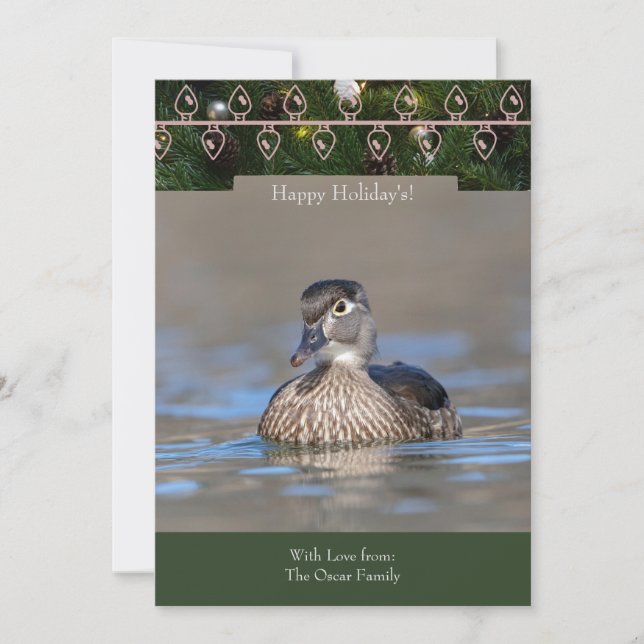 Helgdag Card med ett Wood Anka Julkort (Framsida)