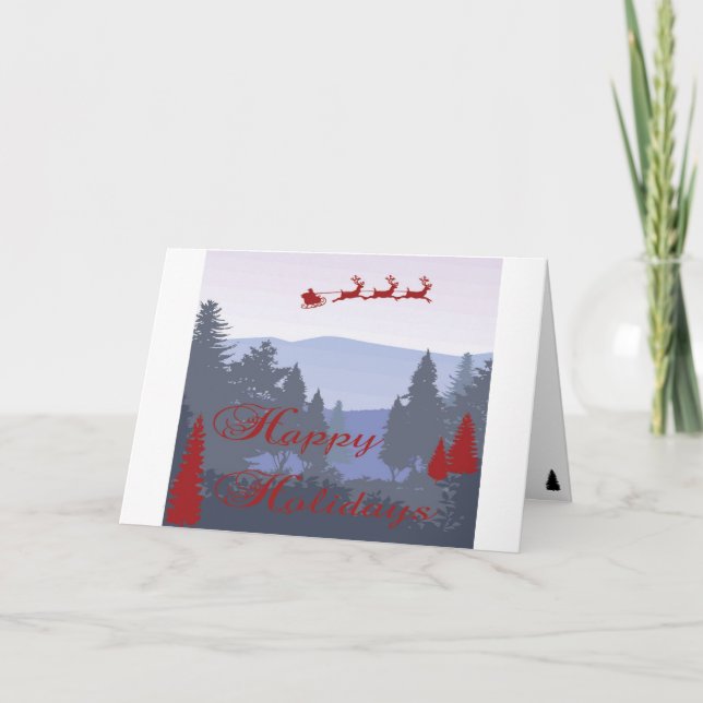 Helgdag card Shilouette Modern Träd Red Tack Kort (Framsida)