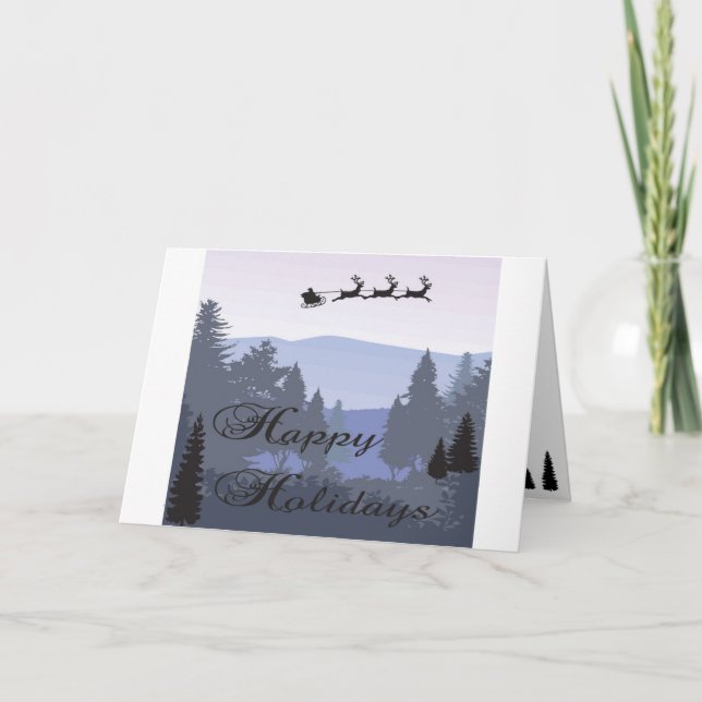 Helgdag card Shilouette Modern Träd Tack Kort (Framsida)