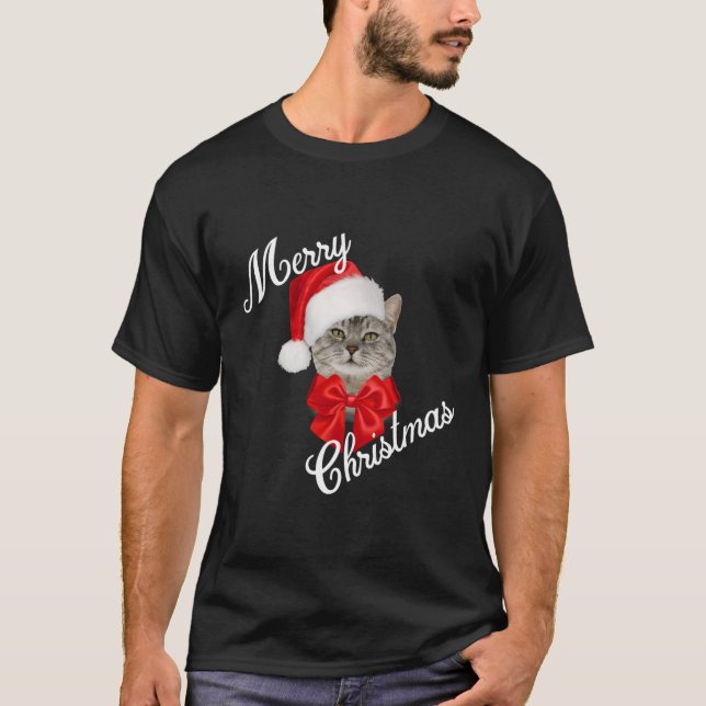 Helgdag Cat Lovers Santa till jul T Shirt (Framsida)