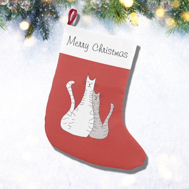Helgdag Cats Cute Typography Liten Julstrumpa (Skapare uppladdad)