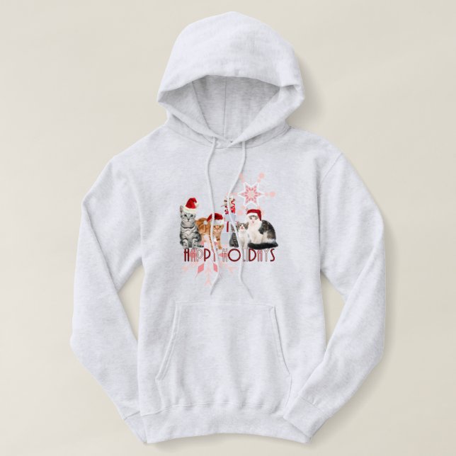 Helgdag Cats | Röd och Rosa Snöflake Tee Shirt (Design framsida)