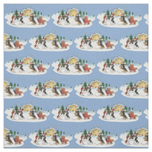 Helgdag Cavalier Kung Charles spanel Fabric Tyg