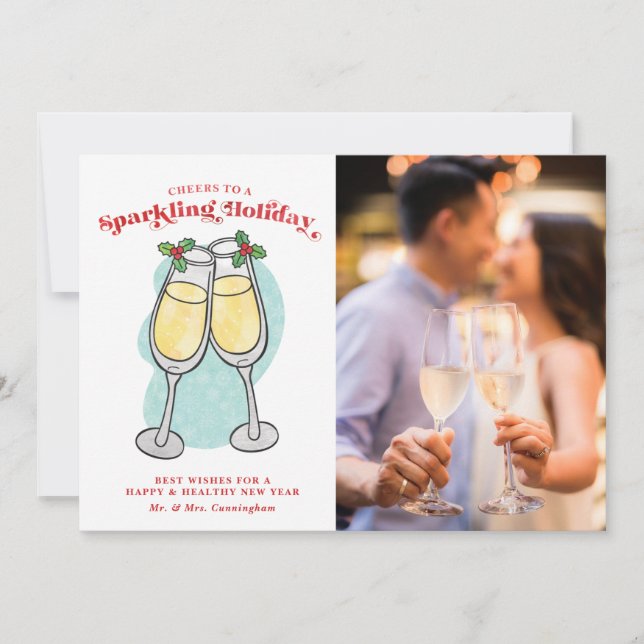 Helgdag Champagne Cheers Photo Julkort (Framsida)