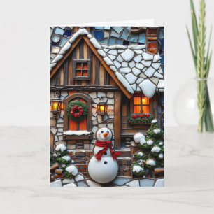 Helgdag Cheer & a Mosaic Snögubbe jul Kort