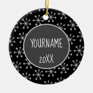 Helgdag Cheer Black Grått Snowflake Julgransprydnad Keramik