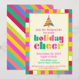 Helgdag Cheer Bright Modern Rainbow Rand Party Inbjudningar