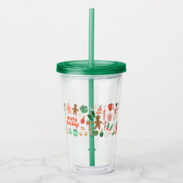 Helgdag Cheer Clear Tumbler med Straw Take Away Mugg