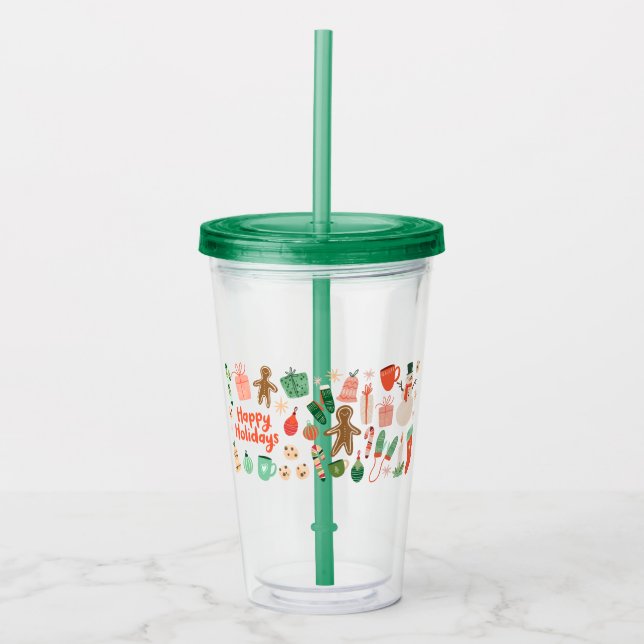 Helgdag Cheer Clear Tumbler med Straw Take Away Mugg (Framsida)