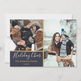 Helgdag Cheer Faux Guld Photo Collage Flat Card Julkort